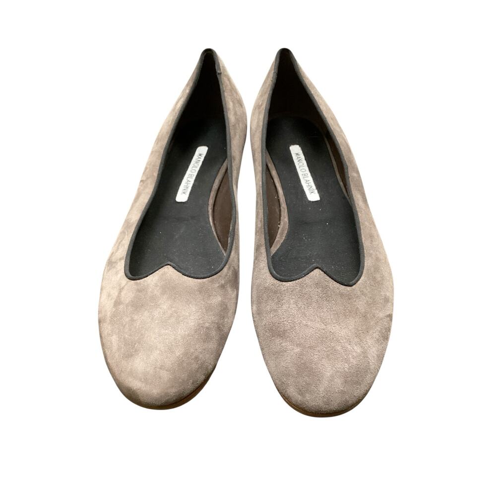 NWOT Manolo Blahnik Shoes Women’s SZ 10/10.5 HandmadeInItaly Flats Suede Leather